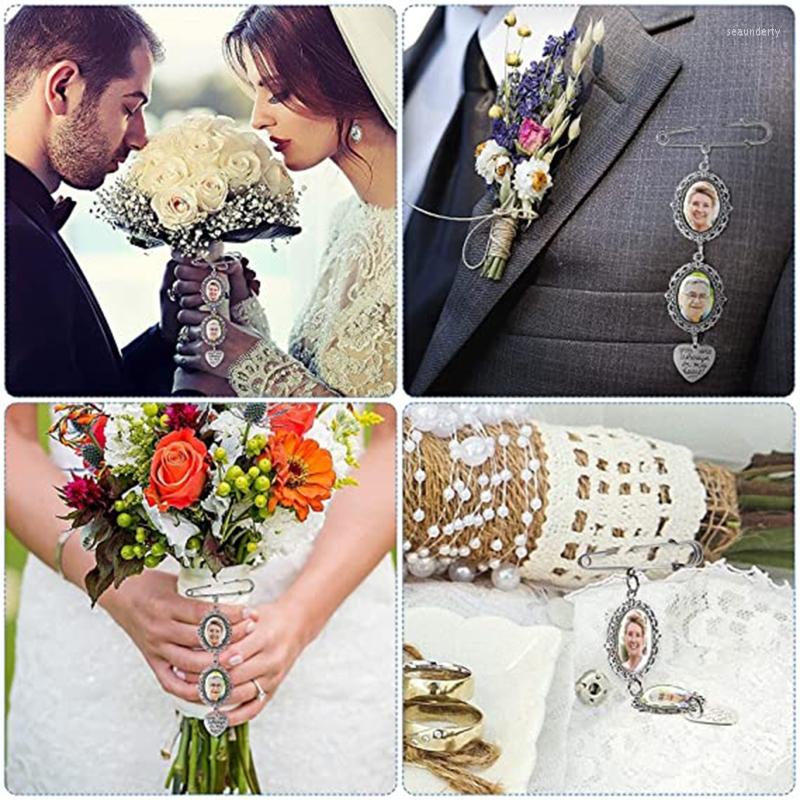 

Brooches Wedding Bouquet Po Charm Diy Pin Making Double Lace Frame Oval Glass Cabochon With Pendant