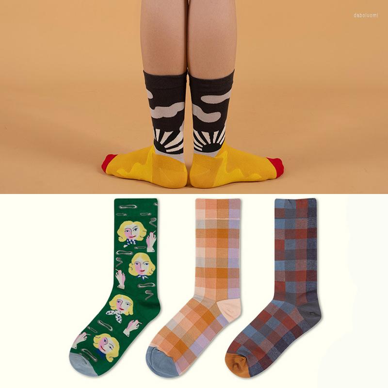 

Men's Socks 2022 French Design Personality Creative Base Color Trendy Men And Women Cotton Couple In Tube