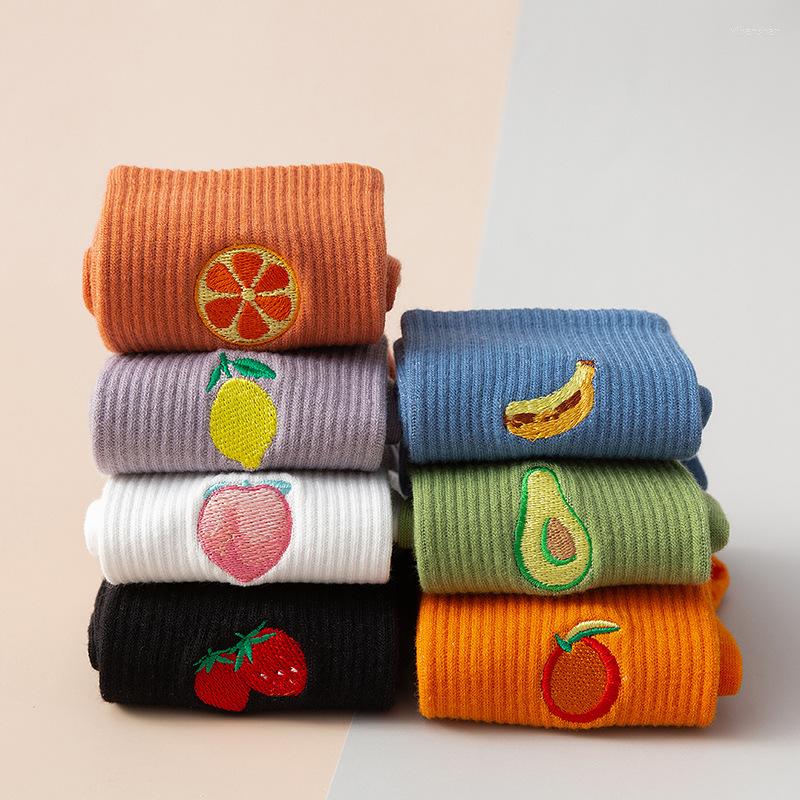 

Women Socks Long Korean Style Autumn Cute Fruit Harajuku Woman Kawaii Girls Gifts Planet Magic Array Embroidery, Orange