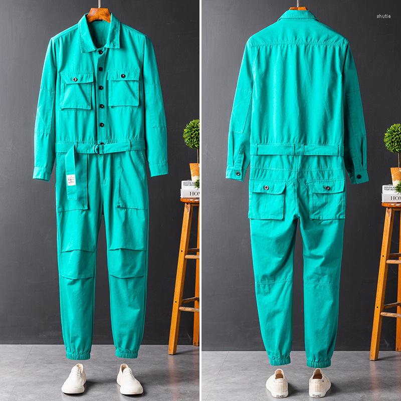 

Men's Pants And Men's Women's Workwear Long Sleeve Jumpsuit Bink Blue Grey Single Breasted Lapel Cloth 2022 Spring Autumn Trousers, Blue 9y8172