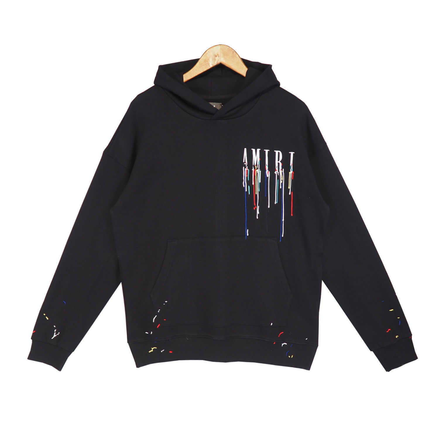 

Amirs Emil Hoodie Terry High Quality High Version Embroidered Letters Casual Loose Hooded Sweater, Black (5825 #)