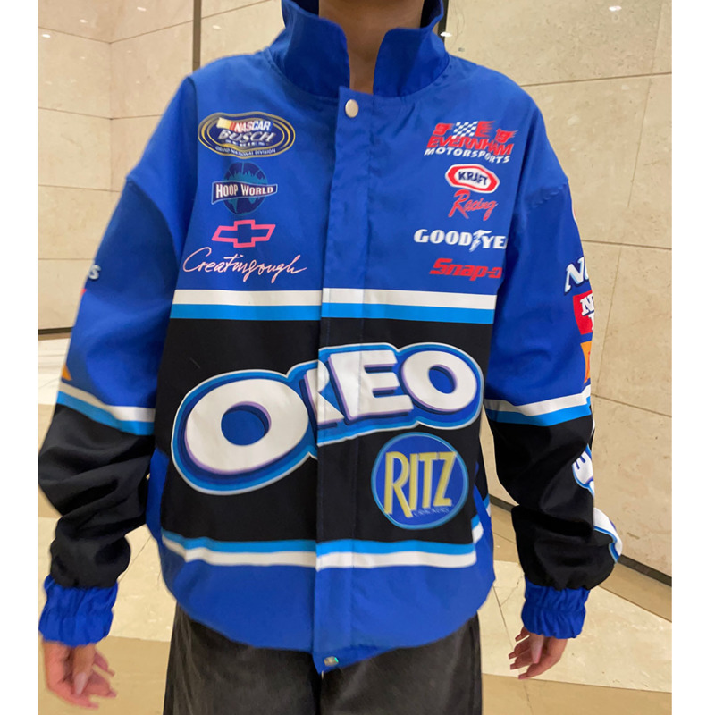 

Women's Jackets YICIYA Bomber Woman Varsity Oversized American Baseball Embroidery Vintage Long Sleeve Coat Unisex Women Top 221010, Blue and blue