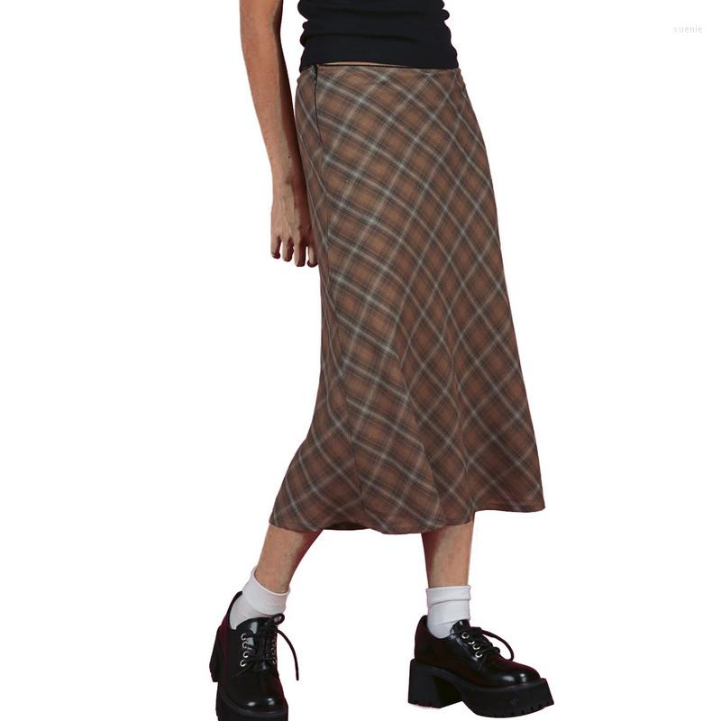 

Skirts Women' Bodycon Midi Plaid Print High Waist Knee Length Stretch Long Skirt