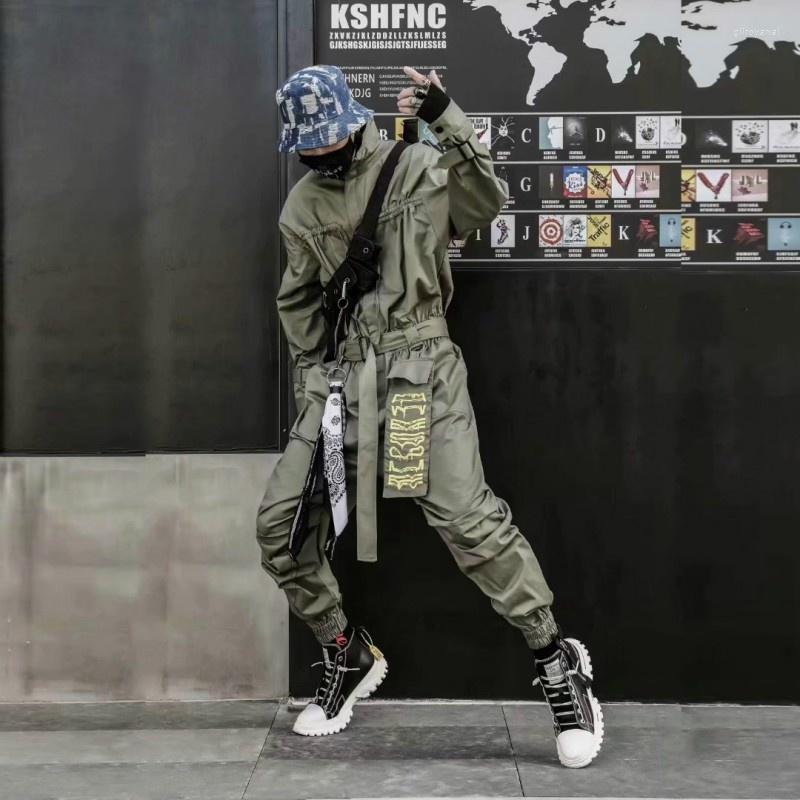

Men's Pants Style Japan Vintage Casual Jumpsuit Men Autumn Loose High Waist Cargo Sashes Army Green Military Overalls Rompers -2XL