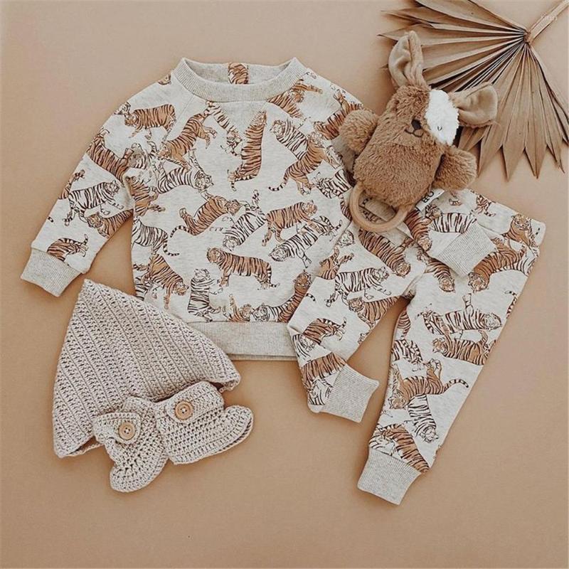 

Clothing Sets 0-24M Autumn Fashion Toddler Baby Girls Boys Clothes Tiger Printed Long Sleeve Pullover Tops Pants 2pcs, Picture shown