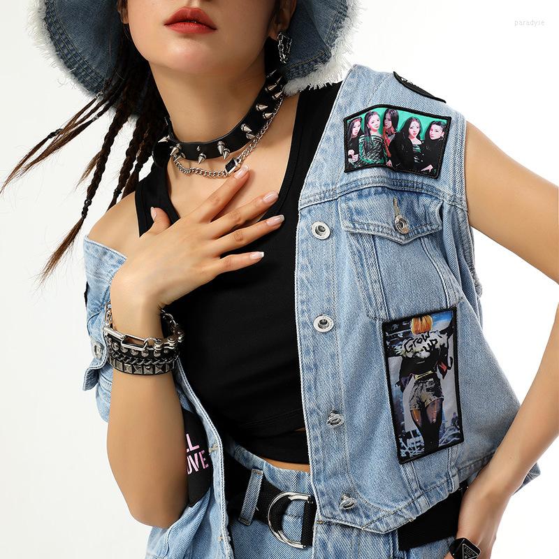 

Women' Vests Summer Sleeveless Vest Top Women' Printed Denim, Blue
