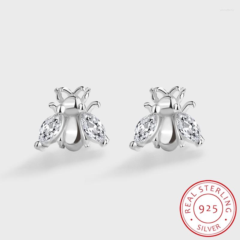 

Stud Earrings Creative Butterfly Full Diamond For Women Girl Insects Authentic Sterling Silver Valentine's Day Gift Jewelry