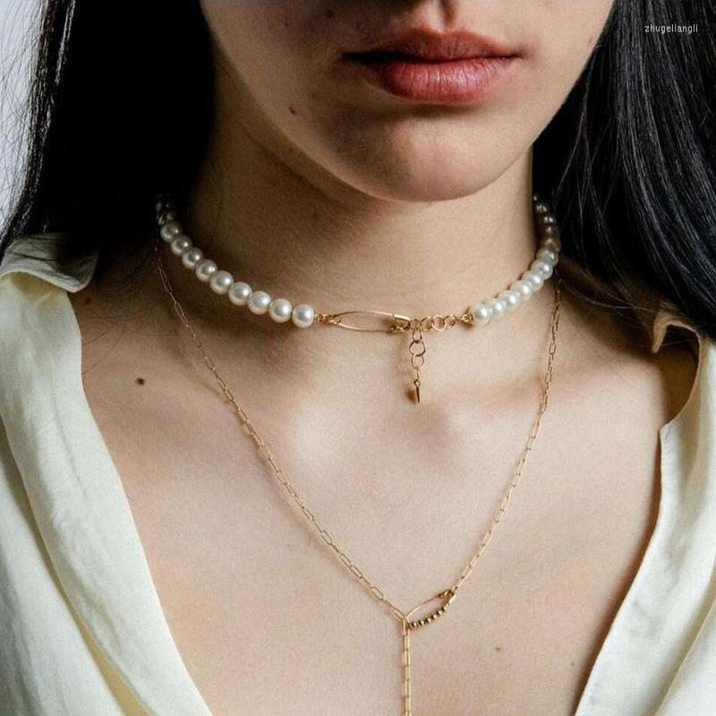 

Choker Women Exquisite Freshwater Pearl Baroque Fashion Paper Clip Buckle Necklace Daily Wear Jewelry Unique Gift For Friend