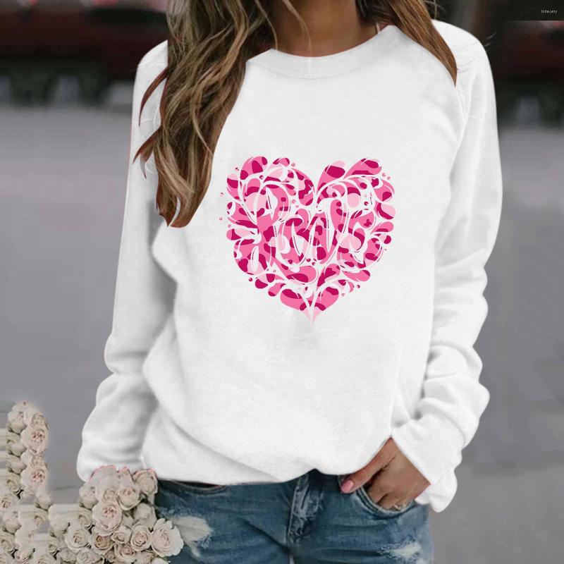 

Women's Hoodies Spring Autumn Casual Hoodie Valentine's Day Heart Print Long Sleeved Sweatshirt Blouse Pullover Female Tops, Black