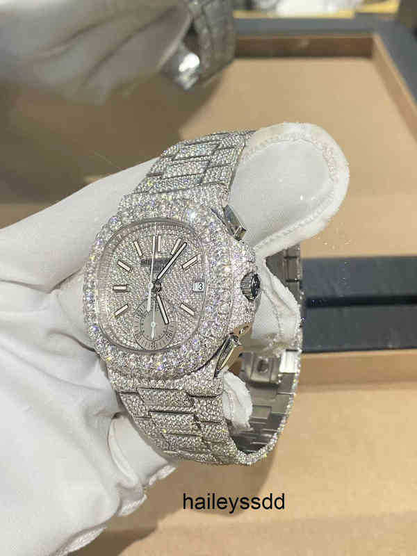 

CASHJIN Icedout Watch Hip Hop Custom Men Iced Out VVS Diamond Moissnite Luxury Brand Skeleton Watch A72EE33B, Moissanite