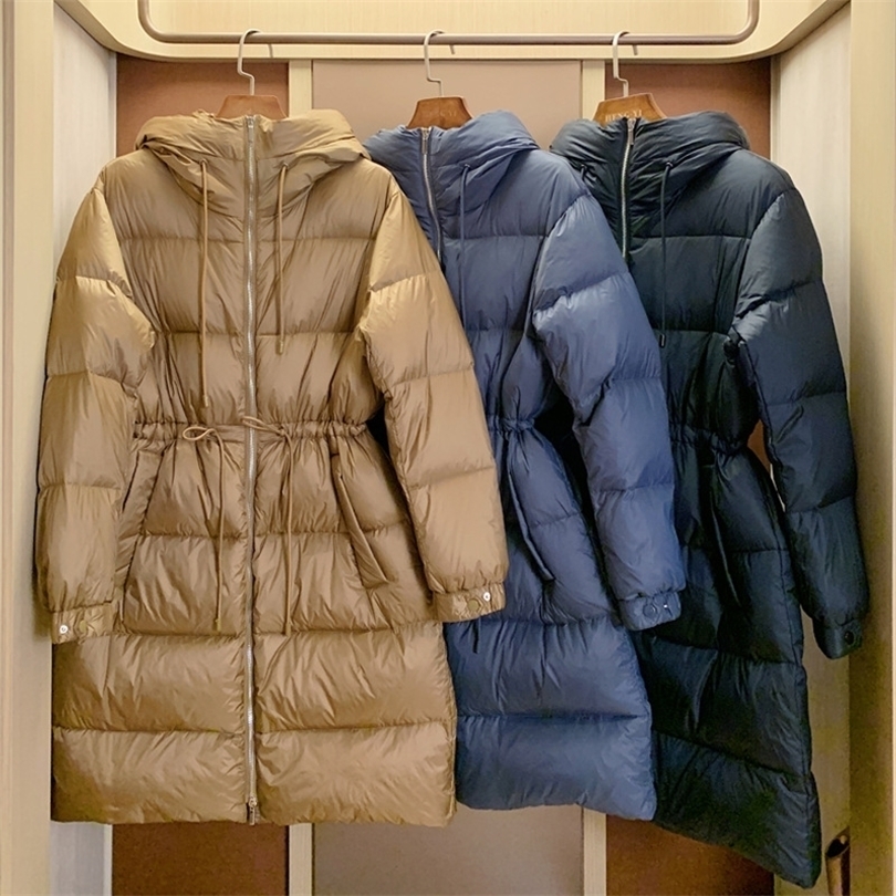 

Womens Vests Winter highend womens down jacket South Korean hooded long white eiderdown 221010, Navy blue