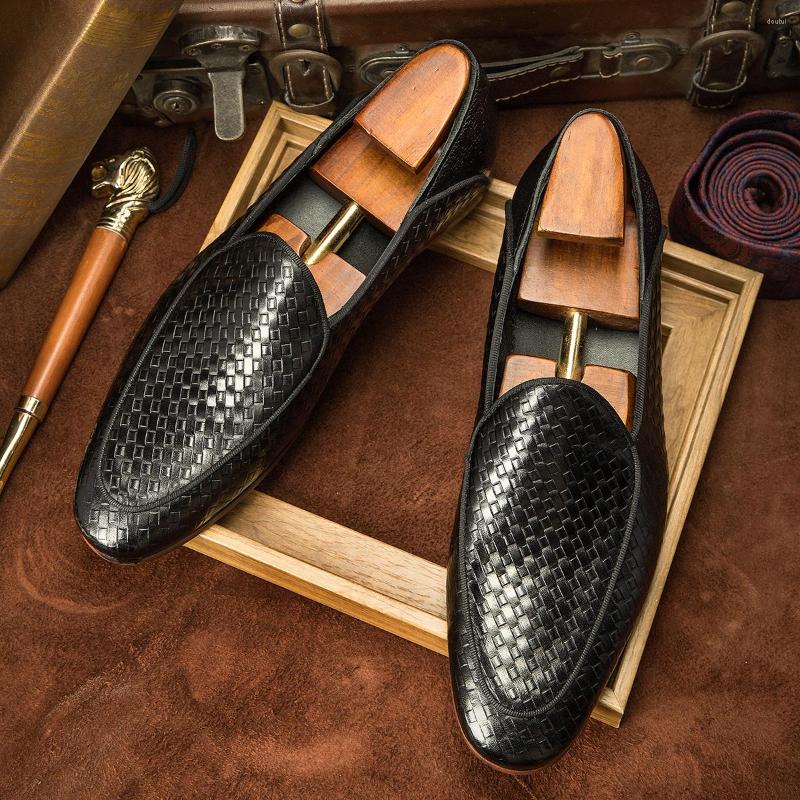 

Dress Shoes Hanmce Black Color Gentleman Genuine Leather Luxury High Quality Men Loafers 2022