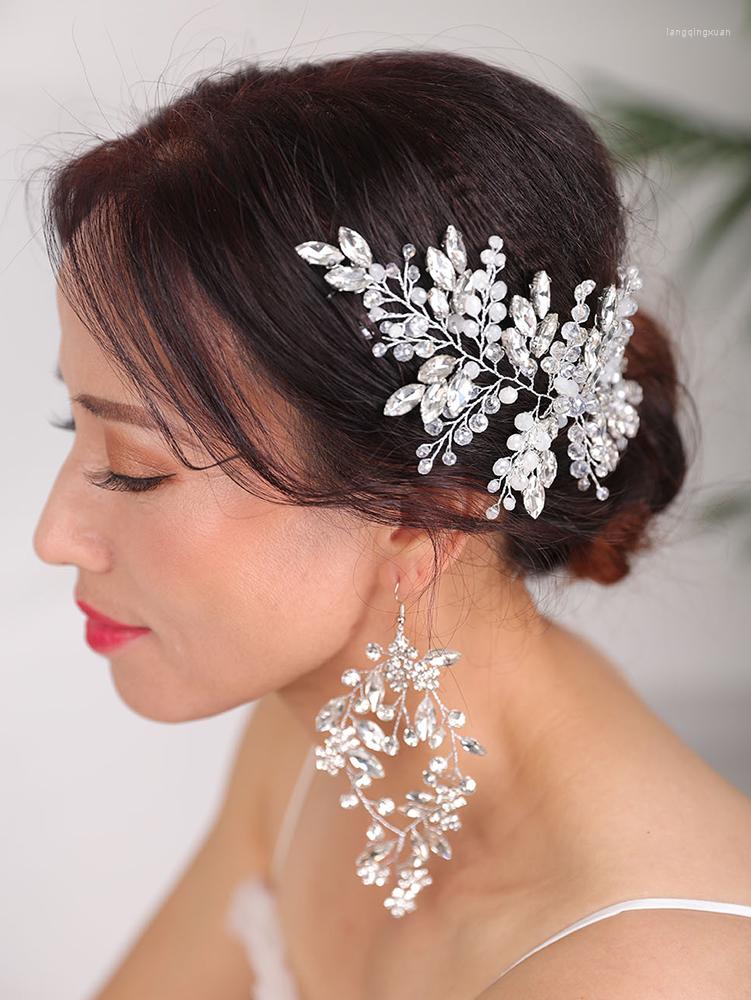 

Headpieces Wedding Hairstyles Jewellery Silver Headdress Rhinestone Head Jewelry Crystal Headband And Earrings Set Bridal Hair Accessories