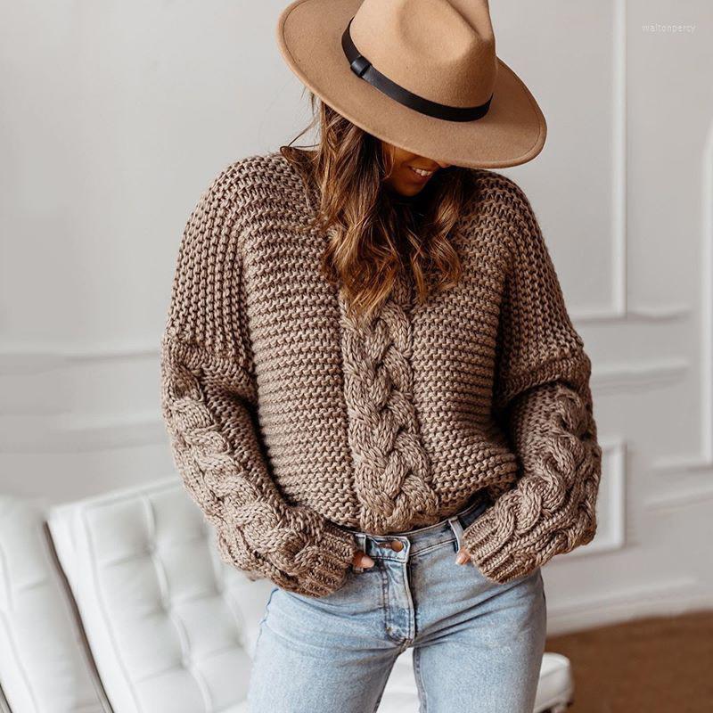 

Women's Sweaters 2022Cool Girl 9Color Fall/winter Style Solid Color Pullover V-neck Twist Loose Sweater Casual Women, Ivory
