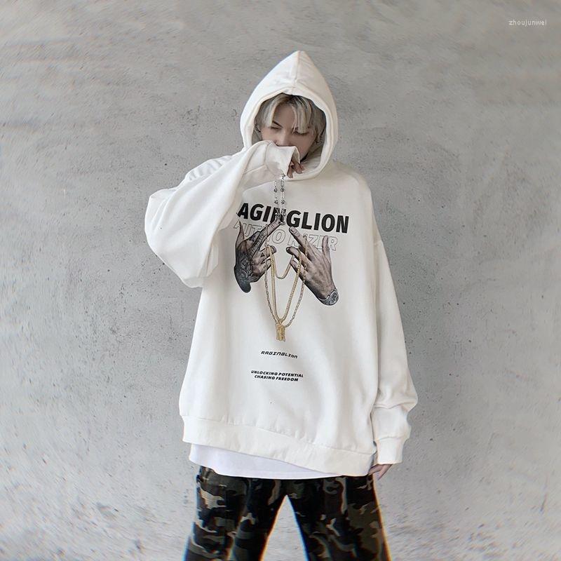 

Men' Hoodies Hip Hop Black Gothic Harajuku Oversized Streetwear Women Punk Autumn Thick Sweatshirt Casual Retro Pullover Christmas, Beige