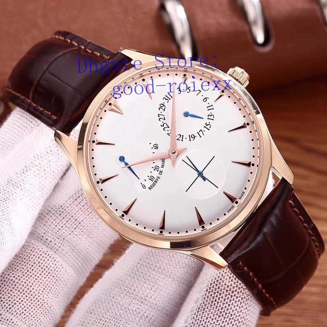 

Luxury Mens Automatic Rose Gold Watch Men's Transparent Master Ultra Thin Watches Black White Dial Leather Strap 1372520 Men Wristwatches