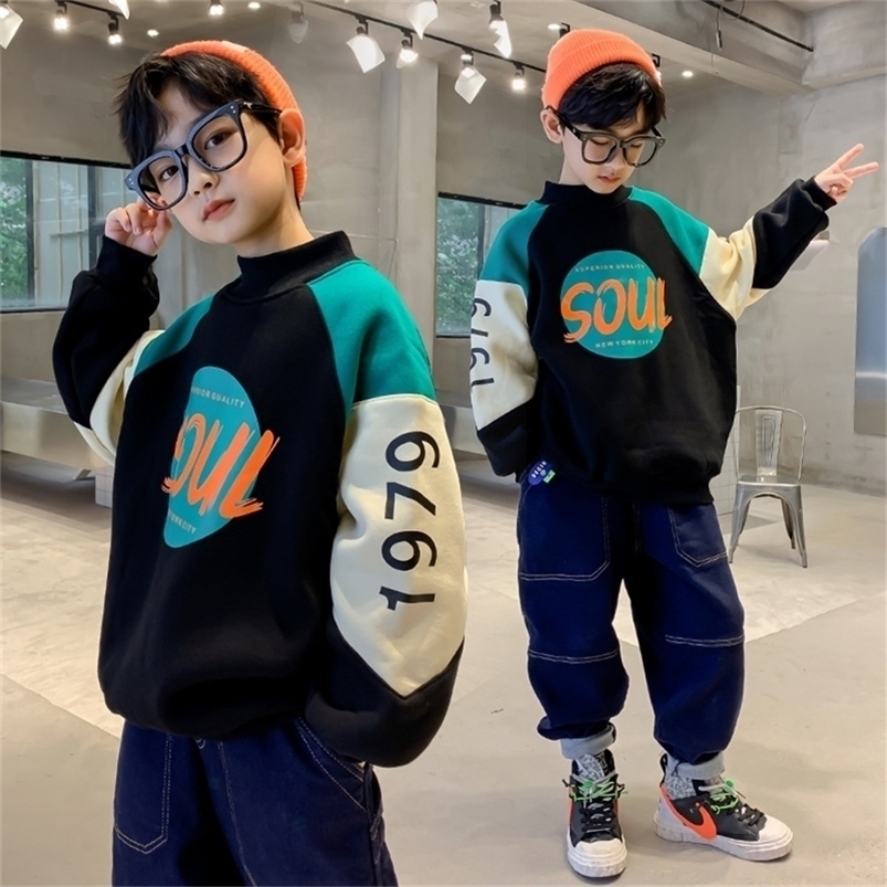 

Pullover Winter Children Thick Sweatshirt Boy Letter Print Cotton Long Sleeve Tops Kids O neck Teen Sport T Shirt 6 8 10 12 14 Y 221010, Beige winter
