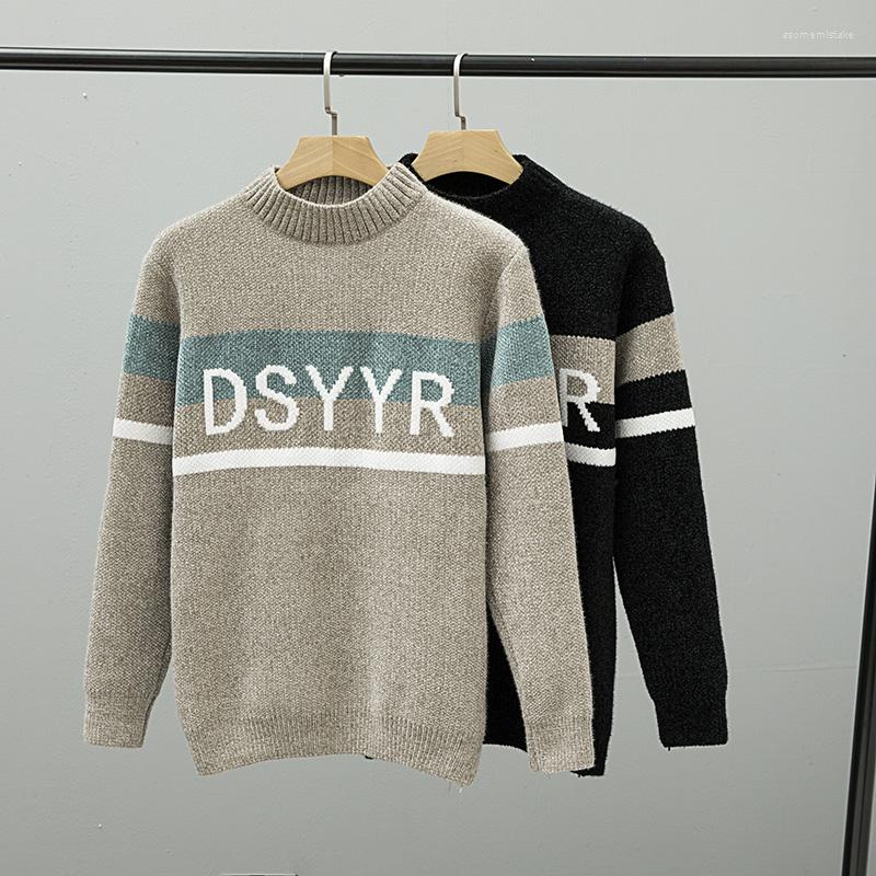 

Men's Sweaters Alphabet Patterned Men's High Quality Sweater Fashion Warm Simple Personality Long Sleeve Knit -3XL, Black