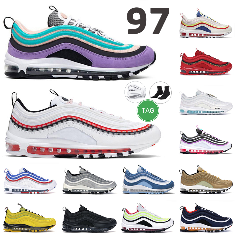 

men women 97 running shoes Sky Sail Pink Black Gold Premium Bold Pull Tabs Tropical Twist mens trainer sneakers size 36-45, # 14