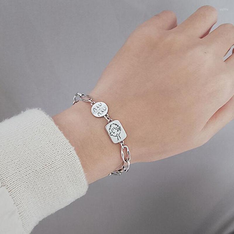 

Link Bracelets Silver Plated Fashion Cartoon Handmade Bangles & Bracelet Charm Women Vintage Creative Party Jewelry