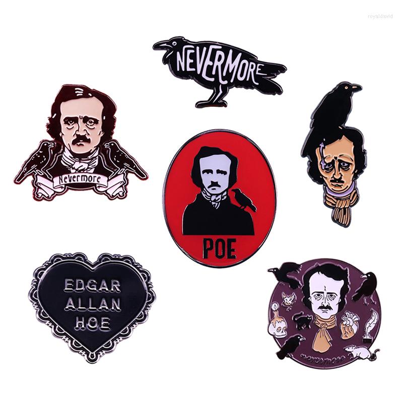

Brooches Great Writer Poet Edgar Allan Poe Enamel Pins Nevermore Raven