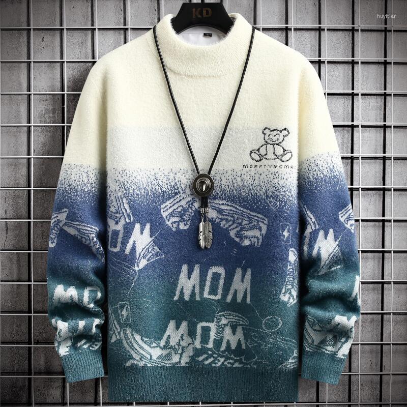 

Men's Sweaters Fall Winter Korean Hip Hop Turtleneck Sweater Men Long Sleeve Slim Mink Cashmere Pullover Keep Warm Pull Homme 2022, Black