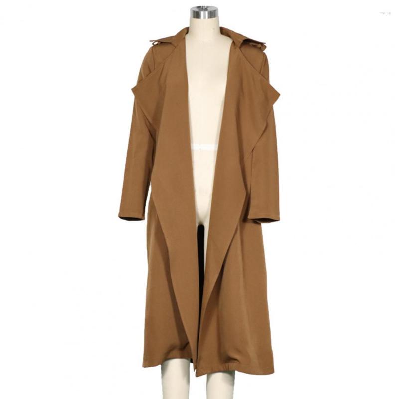 

Women' Trench Coats Women Coat Open Stitch Spring Jacket Mid-calf Length, Beige