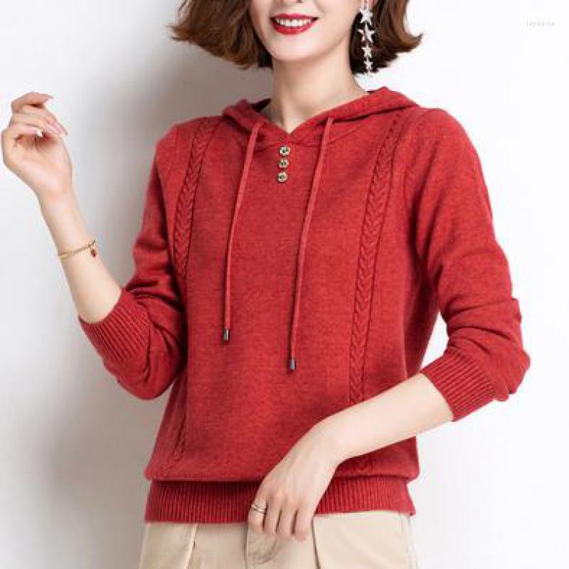 

Women' Sweaters WEIHAOBANG 2022 Spring Autumn Solid Color Women Knitted Sweater Pullover Hooded Loose Casual Long Sleeve, Green