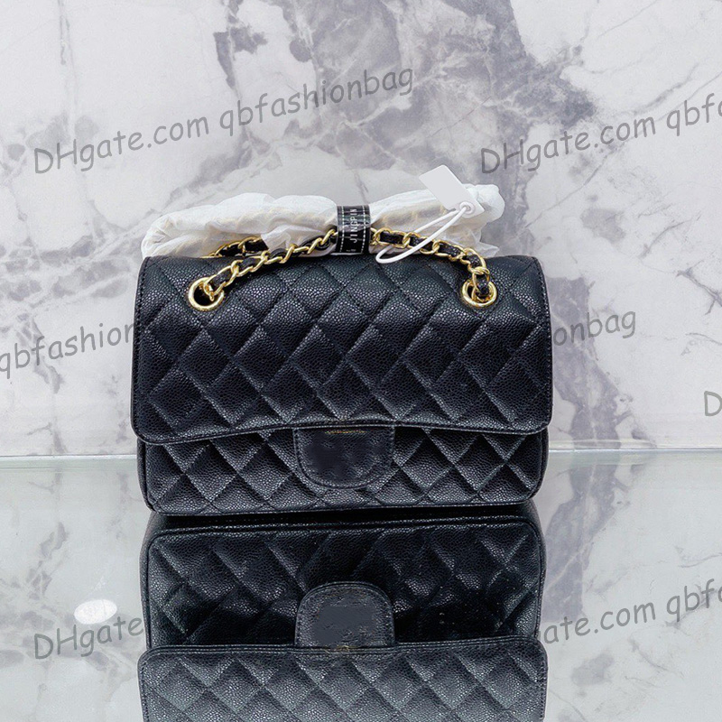 

23CM Medium Classic Caviar Leather Flap Bags Calfskin Quilted Matelasse Chain Crossbody Shoulder Luggage GHW Womens Messenger Luxury Designer Handbags, Box