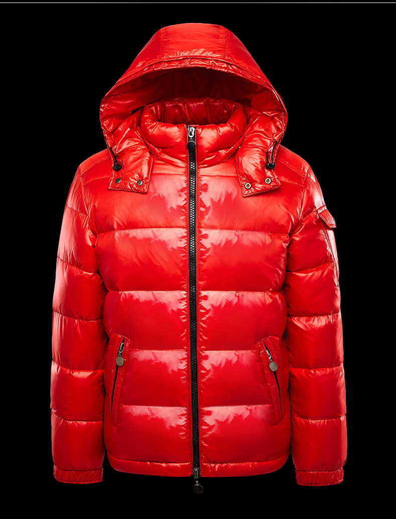

Men Shiny Down Parkas Jacket Winter Hooded Coat White Duck Down Parka Male Overcoat, Black