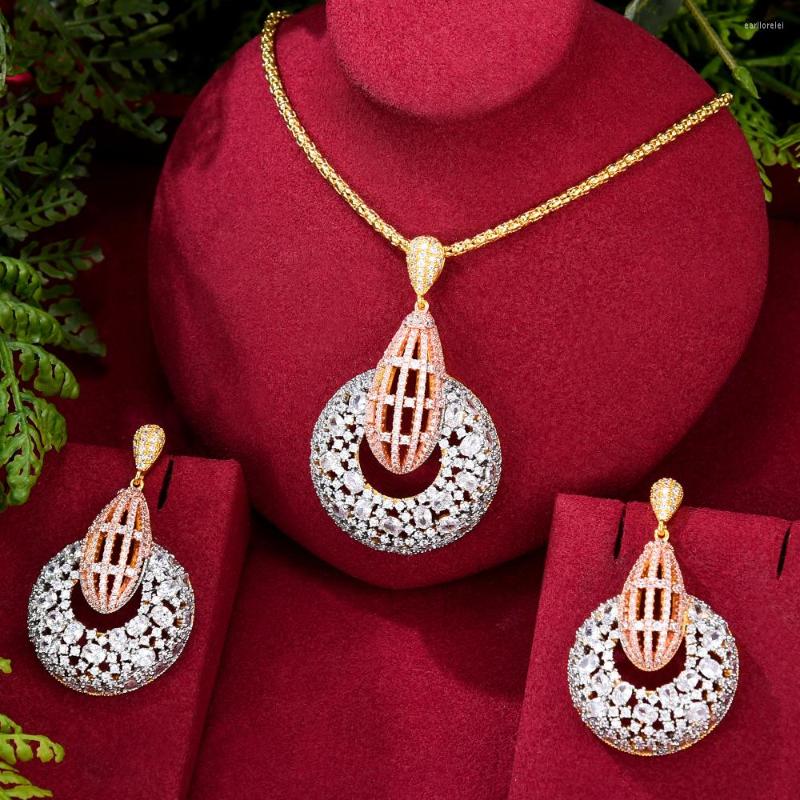 

Necklace Earrings Set GODKI Big Fashion Luxury Crossover Statement Jewelry For Women Wedding Party Full Zircon Dubai Bridal 2022, Picture shown