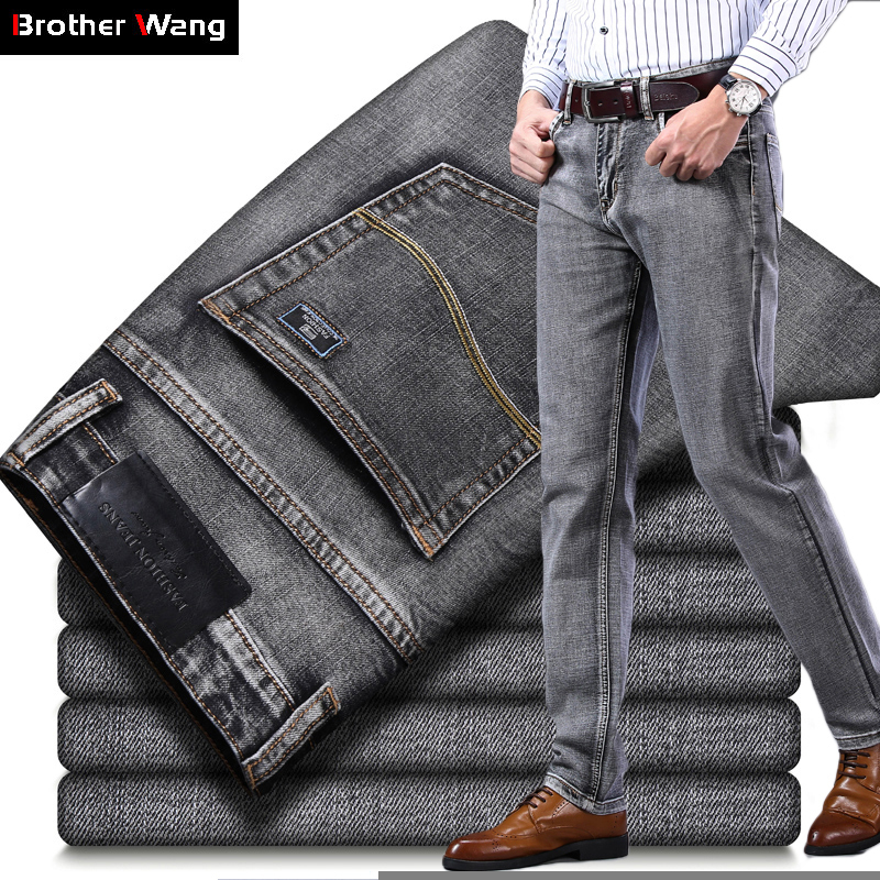 

Men's Jeans Men's Stretch Regular Fit Jeans Business Casual Classic Style Fashion Denim Trousers Male Black Blue Gray Pants 221010, Regular 123-darkgray