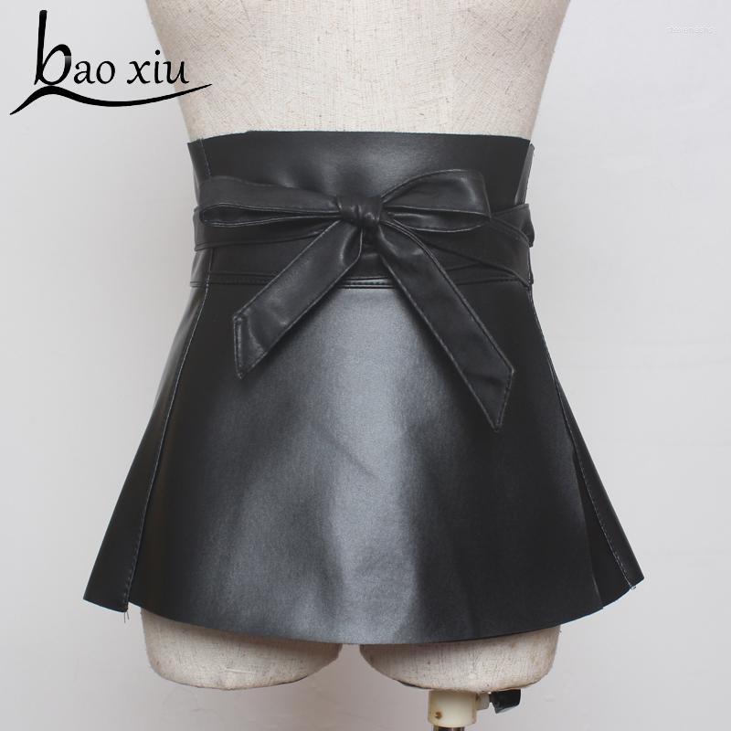 

Belts Vintage Women Wide PU Leather Belt Long Bowknot Waist Bondage Sexy Harness Gothic Female Dress Strap Skirt, Black
