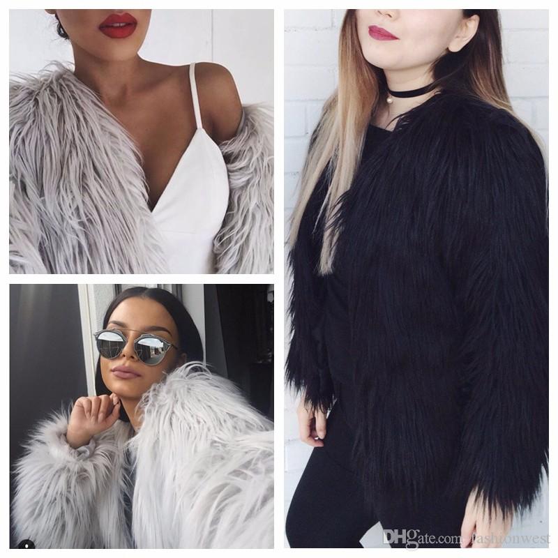 

2022 Women Designer Overcoat Fashion Elegant Casual Furry Fur Coats Warm Long Sleeve Female Outerwear Hairy Collarless Overcoat, Burgundy