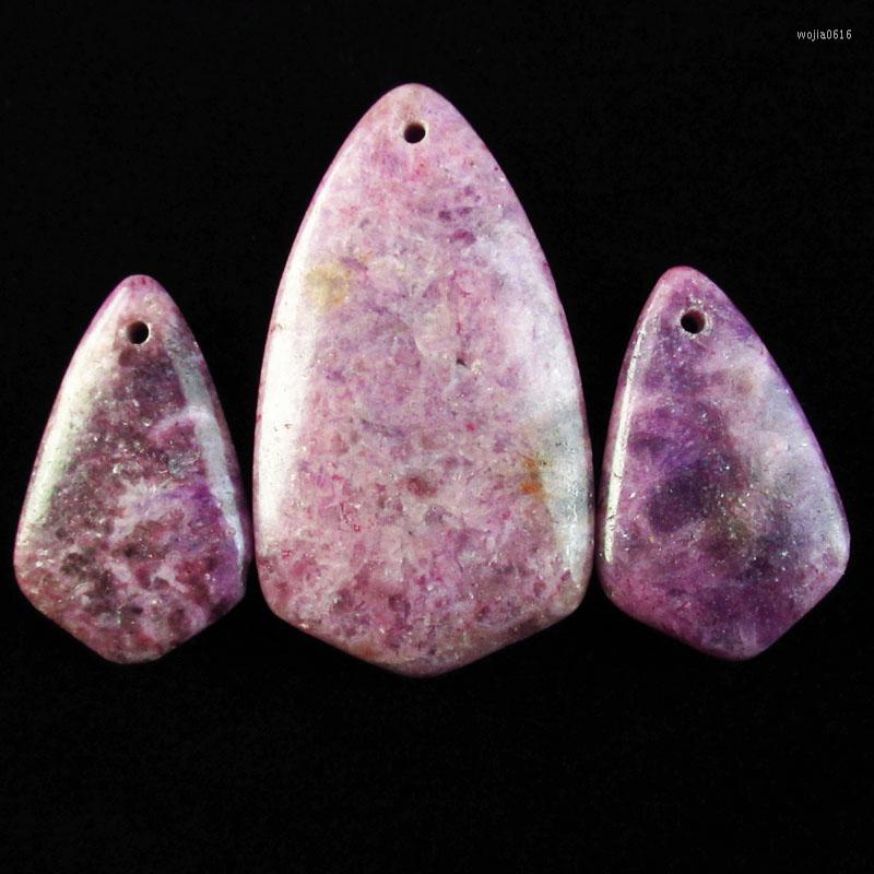 

Charms Gorgeous Intriguing Fashion 3pcs Purple Lepidolite Inverted Triangle Pendant Bead DHS139