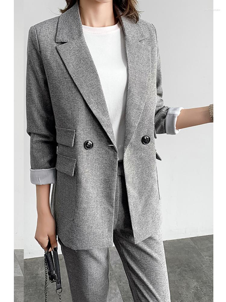 

Women' Two Piece Pants Autumn Korean Fashion Trouser Suit Long Sleeve Elegant Black Blazer And Pant Suits Female Casual Business Outfit 2