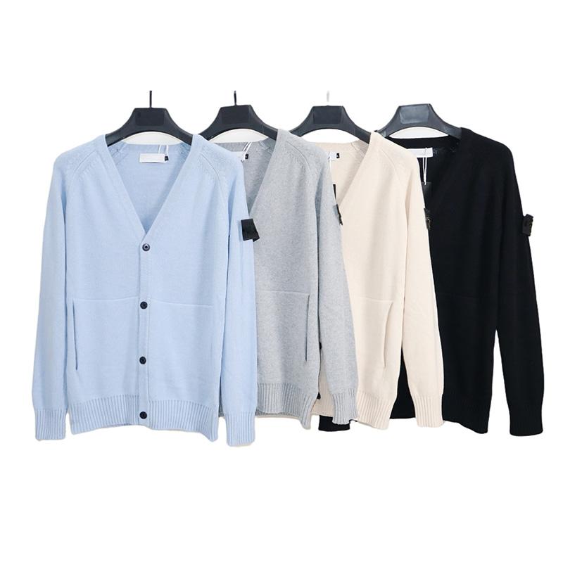 

Men's Sweaters Women Sweater Designer Knitted Cardigan for Couple Stretch Loose Fit V Neck Elastic Long Sleeve Embroidered Armbands Mens Designer Clothes, Beige