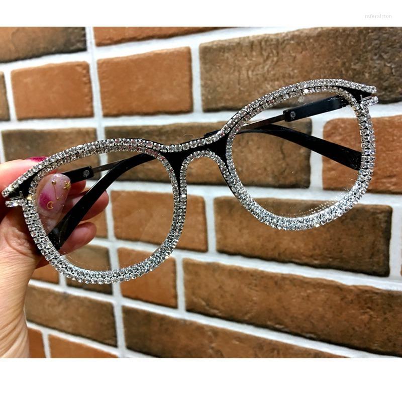

Sunglasses Frames 2022 Women Clear Lens Glasses Ladies Luxury Rhinestone Blu-ray Men Handmade Optical Fake