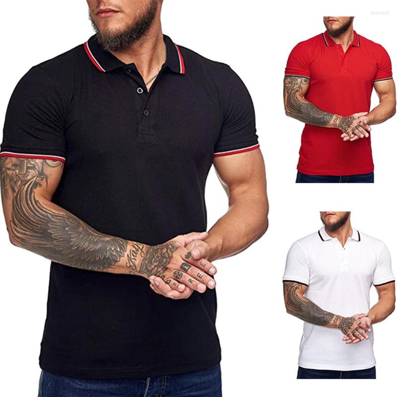 

Men' Polos 2022 Summer T-shirt Casual Men Polo Shirt Cuff Color-blocking Short Sleeve Tops Business Leisure --2xl, Black