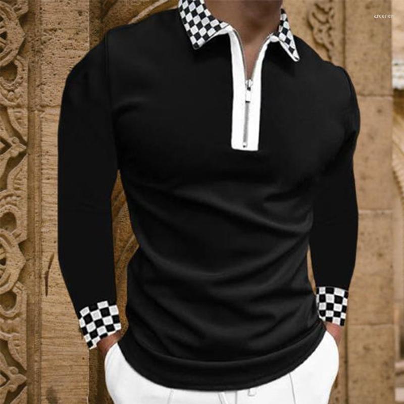 

Men's Polos 2022Men's Black Polo Shirt Autumn Zippers Long Sleeve Men Business Luxury Clothes Tee Brand, Cxpls-8blue