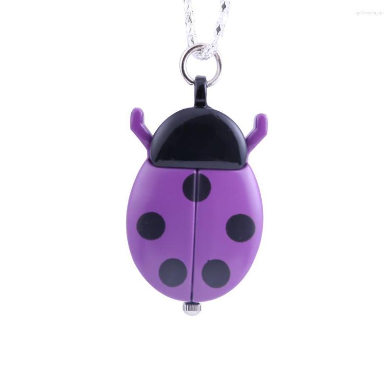 

Pocket Watches Purple Wave Point Beetle Fashion Quartz Watch Accessories Clock Men And Women Gift Belt Necklace