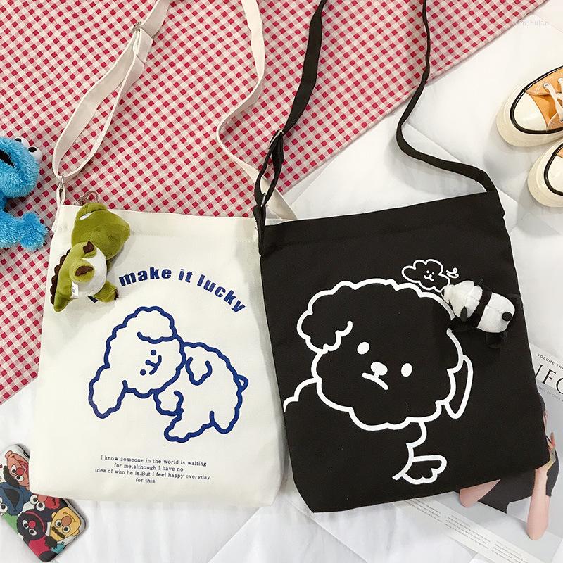 

Evening Bags PURFAY Cute Dog Canvas Women Shoulder Bag Cotton Tote Shopper Eco Reusable Shopping Handbag Cloth Messenger, Black 1
