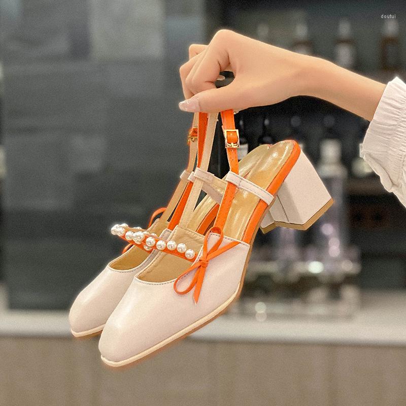 

Dress Shoes Sandals For Women High Heels 2022 Fashion Spring Autumn Prom Office Solid Color Square Heel Pumps Woman, Beige