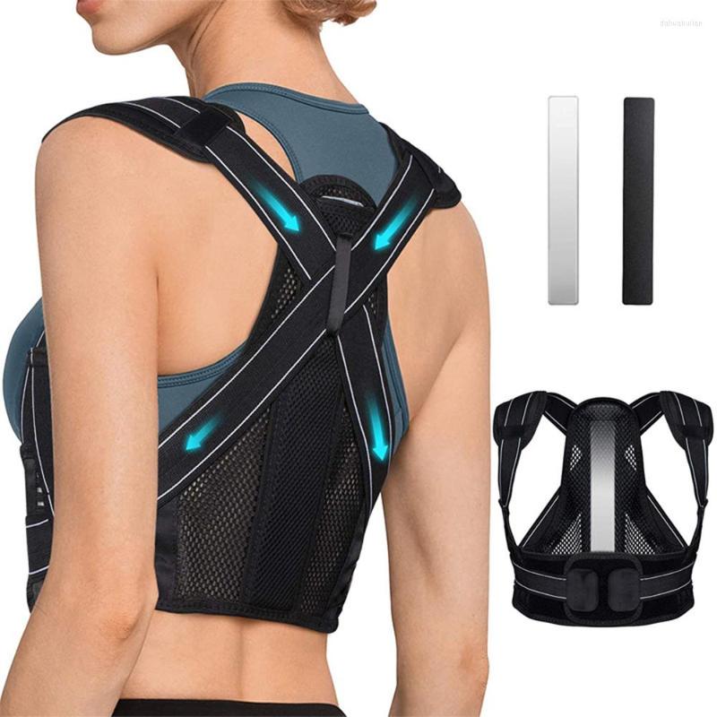 

Back Support Posture Corrector Shoulder Neck Brace Adjustable Belt To Correct Waist Spine Stop Bend Sports, Black