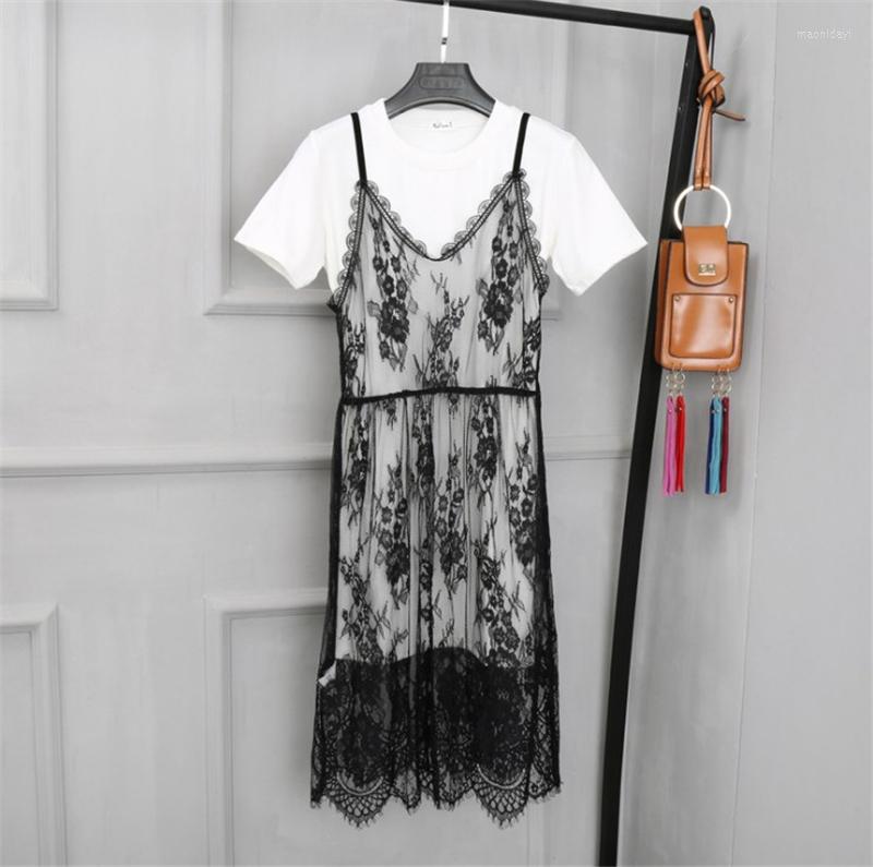 

Casual Dresses Spring Summer Women Sexy Mesh Lace Spaghetti Strap Dress 2022 Beach Club Boho Sleeveless Bodycon Transparent 403, Black