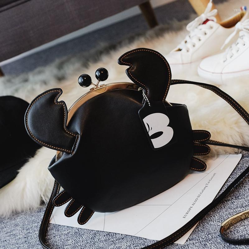

Evening Bags Lovely Crab Bag Fashion Single Shoulder For Women Clip Mouth Small Mini Messenger Female, Black