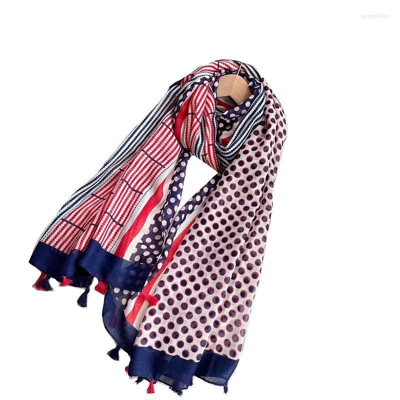 

Scarves 2022 Fashion Polka Print Tassel Scarf Shawls Soft Head Dot Spot Pattern Wrap Hijab