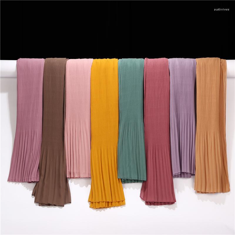 

Scarves Style Bubble Chiffon Crinkle Striped Muslim Hijabs Veil Scarf With Pleated Ruffle Edges Plain Long African Shawl Wrap 1pc