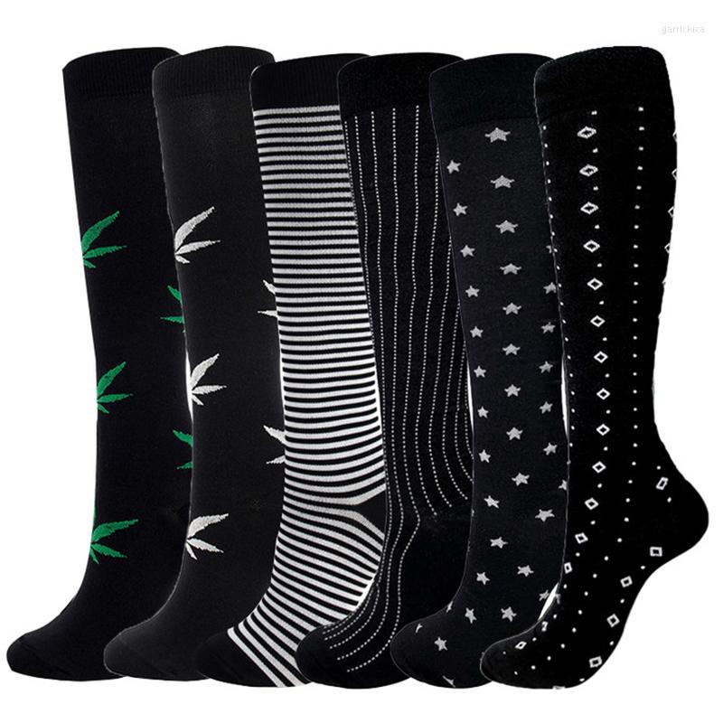 

Men's Socks Men Women Compression Pattern Pressure Calf Stockings Running Flight Travel Sports