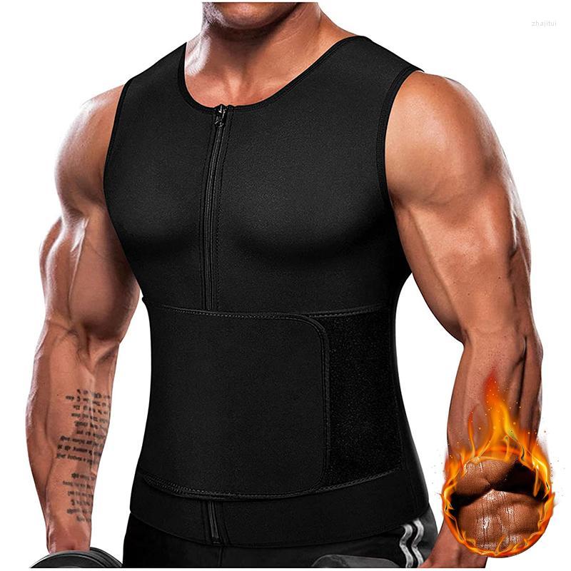 

Men' Body Shapers Men' Men Sweat Vest Neoprene Sauna Suit Waist Trainer Corset Zipper Shaper With Adjustable Workout Compression Tank